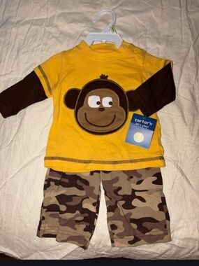 Carter's Yellow Monkey Top with Brown Accents